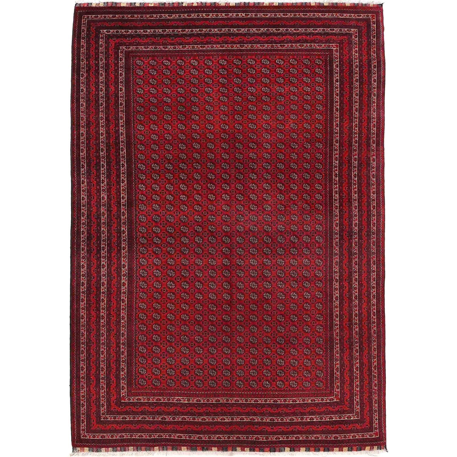 Khoja Roshnai Area Rug Handmade Deep Red Floral 7x10 ft