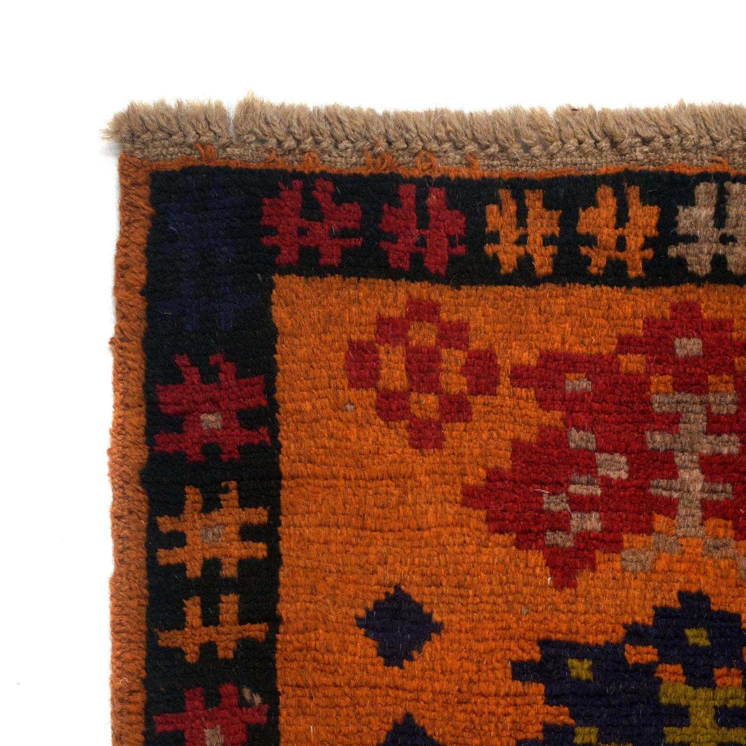 Kohistani Area Rug Handmade Orange Geometric 5x8 ft