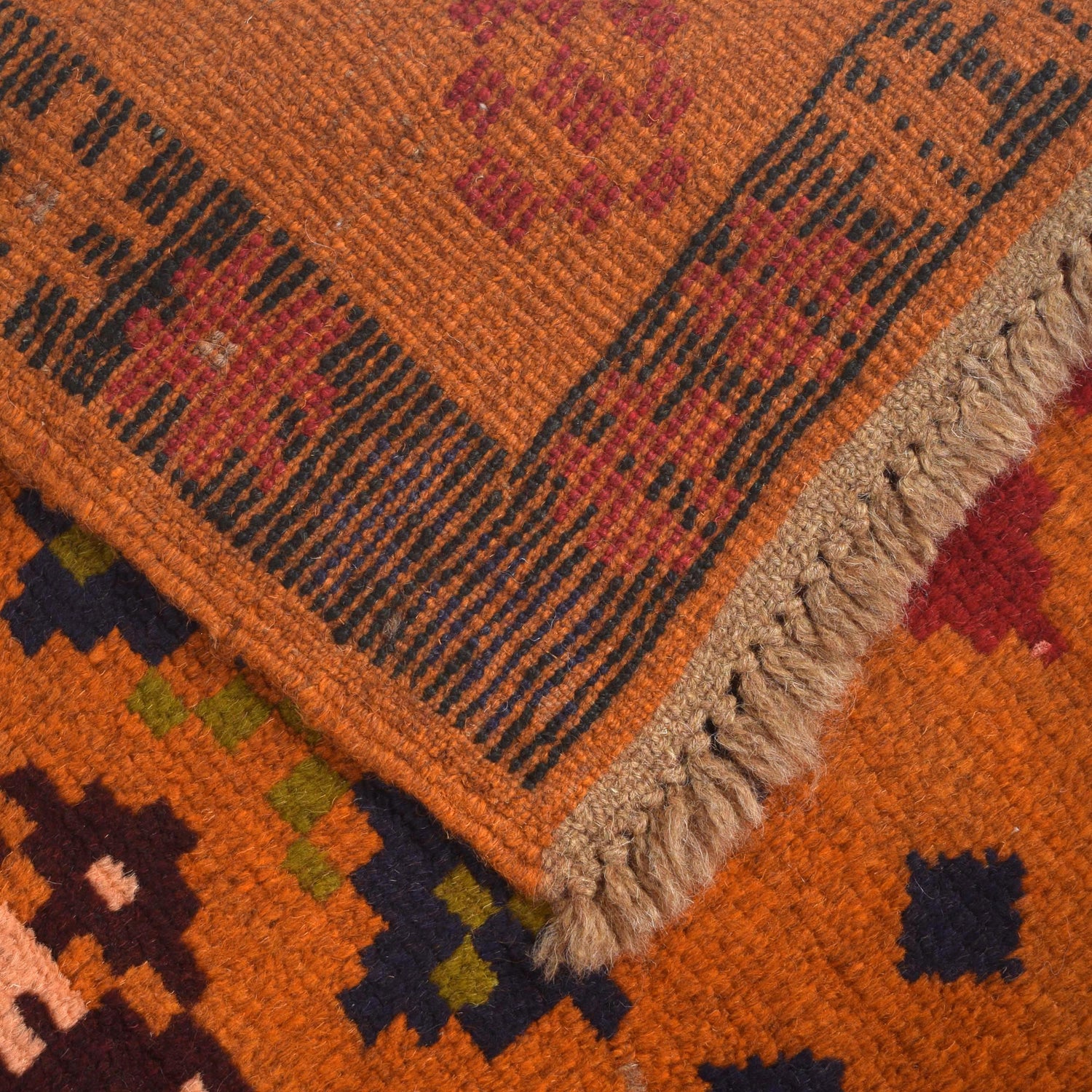 Kohistani Area Rug Handmade Orange Geometric 5x8 ft