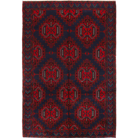 Baluchi Rug Handmade Navy Blue Geometric 7x10 ft