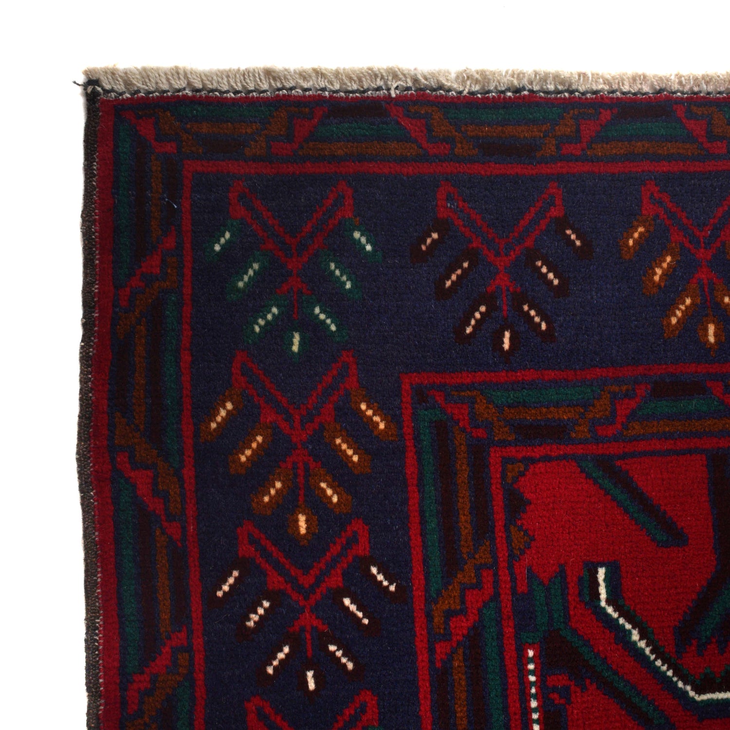 Baluchi Rug Handmade Navy Blue Geometric 7x10 ft