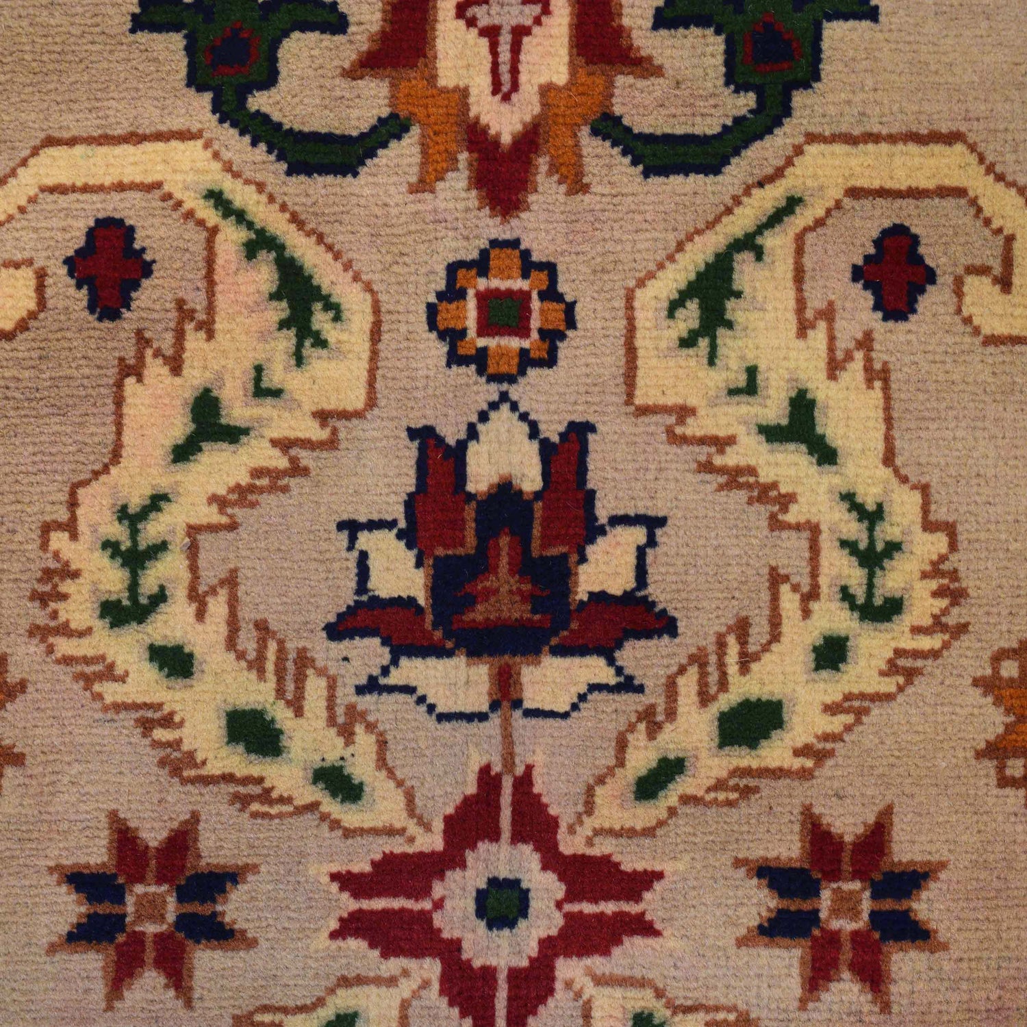 Oriental Area Rug Handmade Beige Geometric 7x10 ft