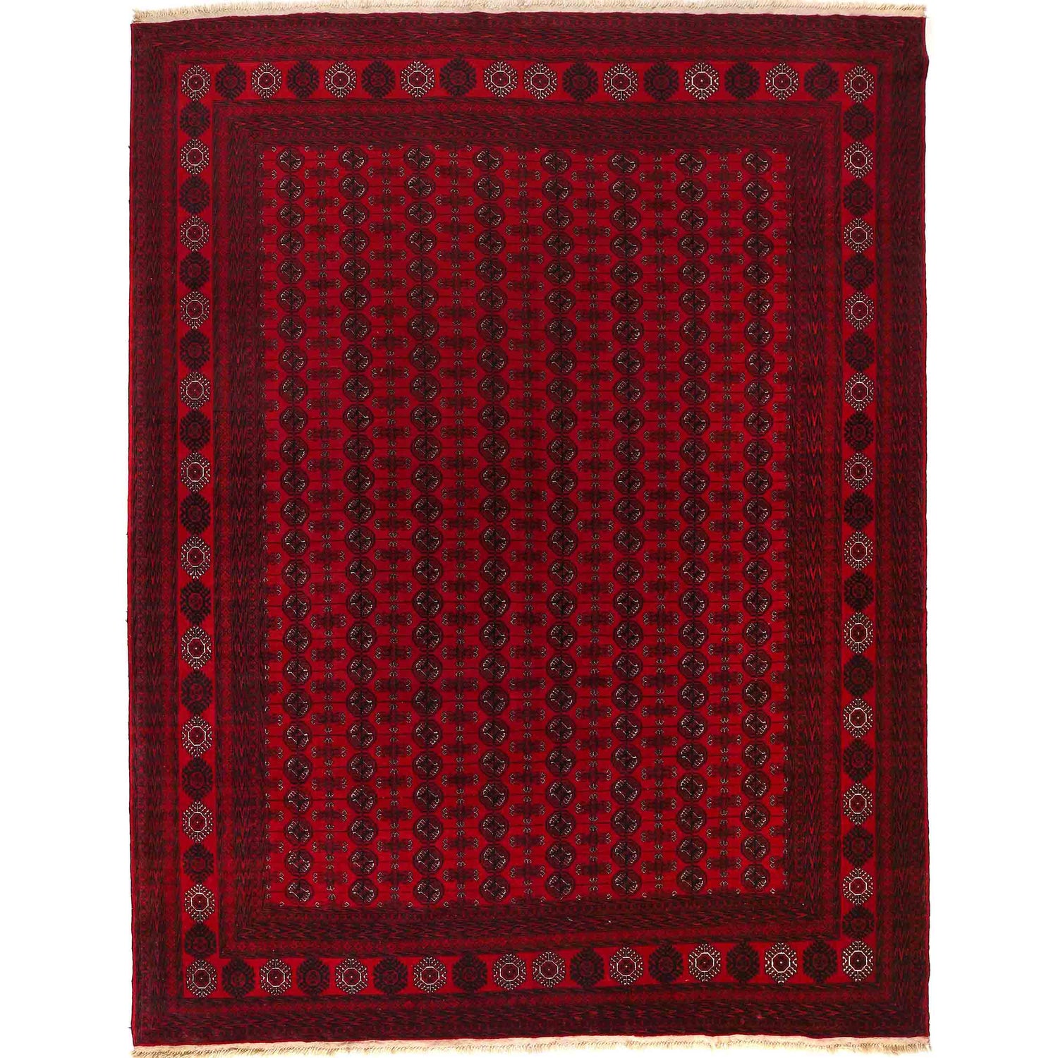 Bokhara Rug Handmade Vibrant Red Medallion 8x10 ft