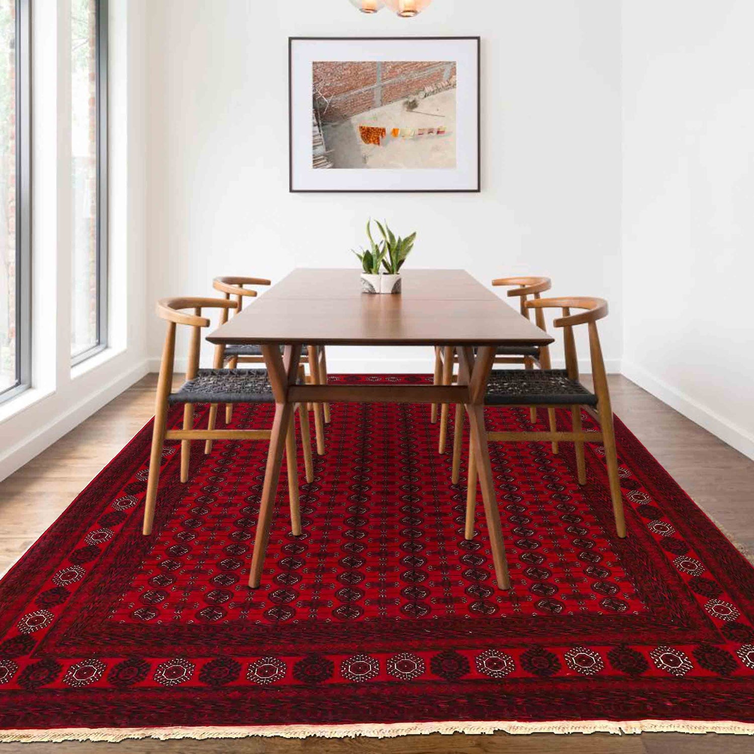 Bokhara Rug Handmade Vibrant Red Medallion 8x10 ft
