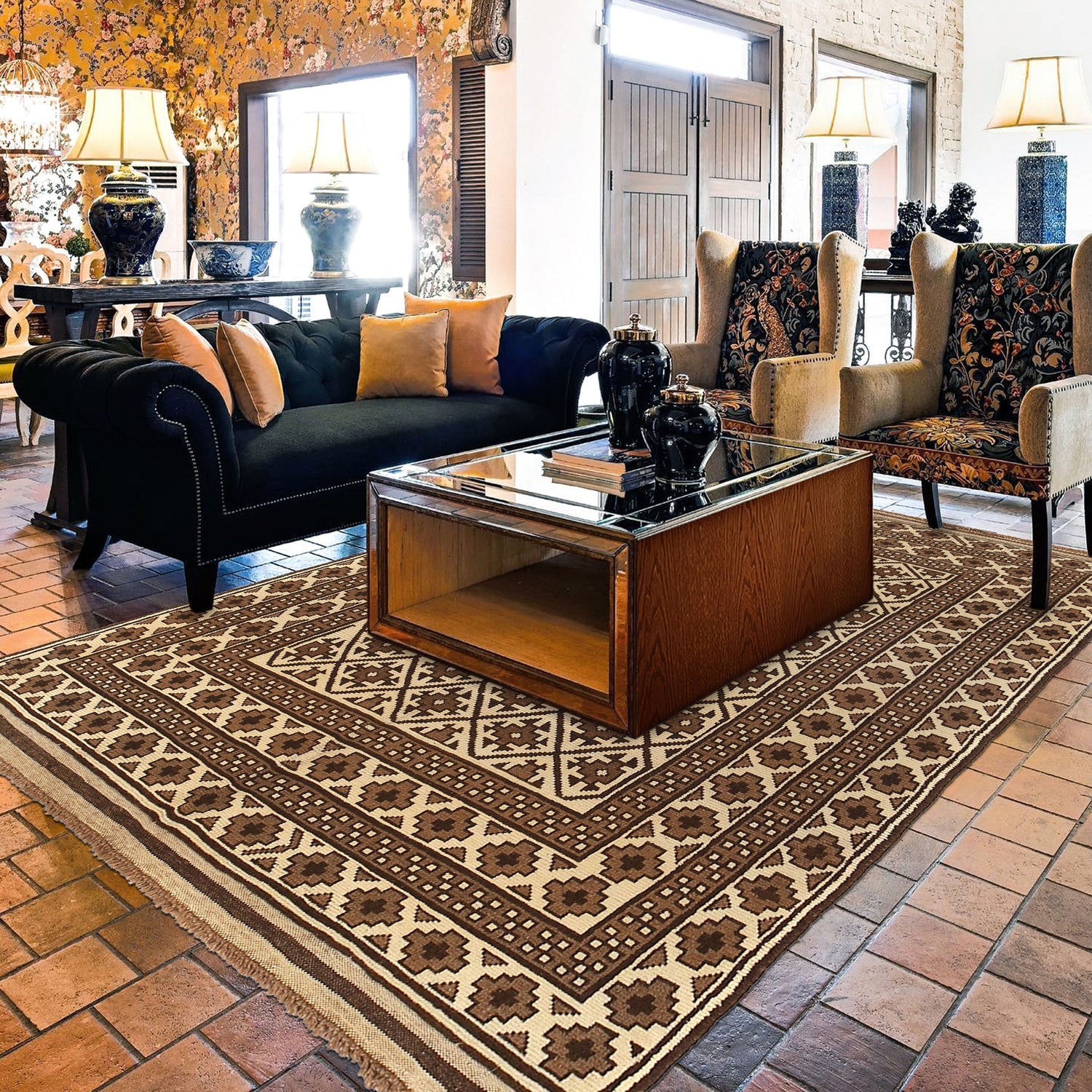 Natural Baluch Area Rug Handmade Ivory Floral 6x9 ft