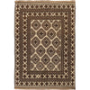 Natural Baluch Area Rug Handmade White Floral 6x9 ft