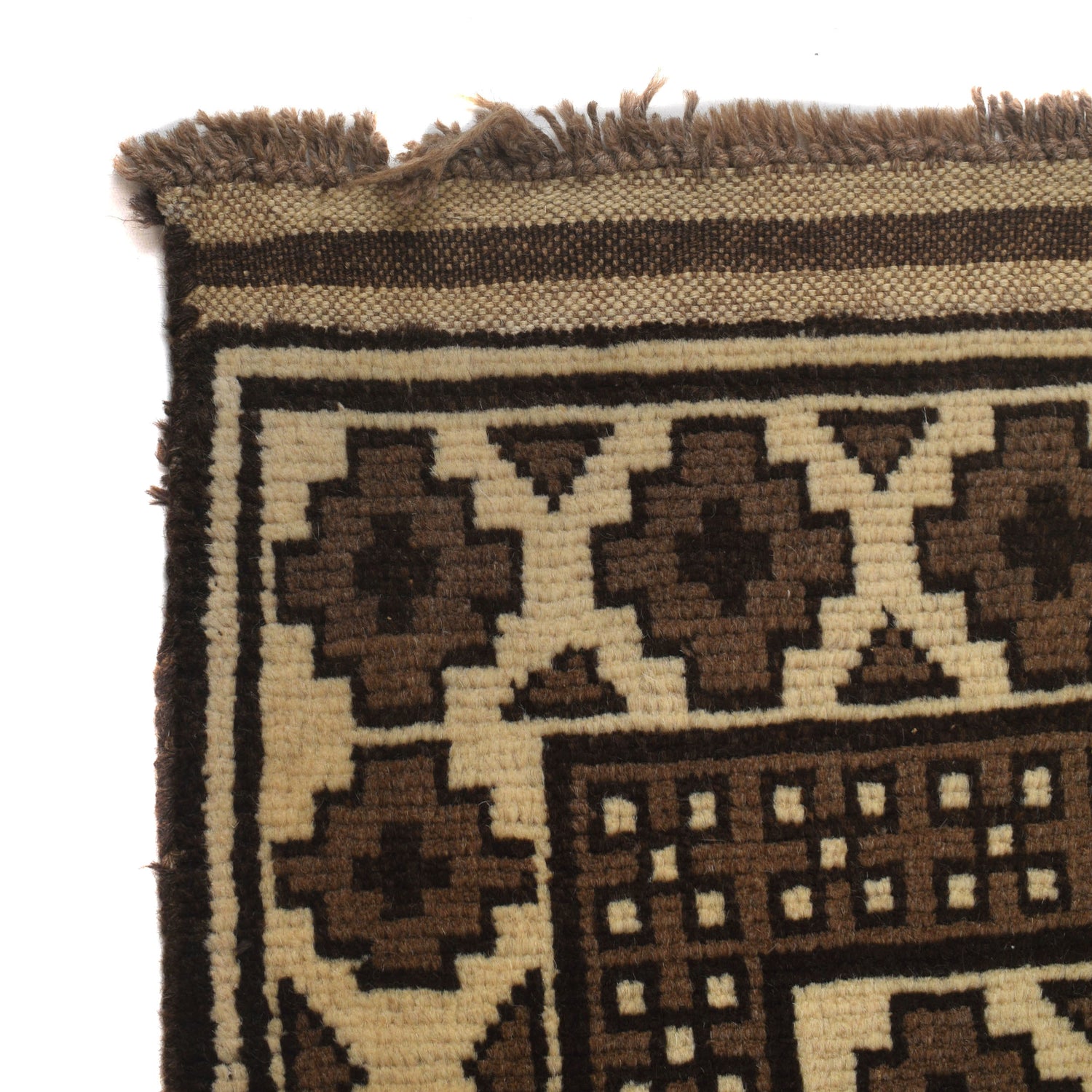 Natural Baluch Area Rug Handmade White Floral 6x9 ft
