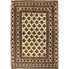 Natural Baluch Area Rug Handmade Ivory Floral 6x9 ft