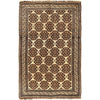 Natural Baluch Area Rug Handmade White Floral 6x9 ft