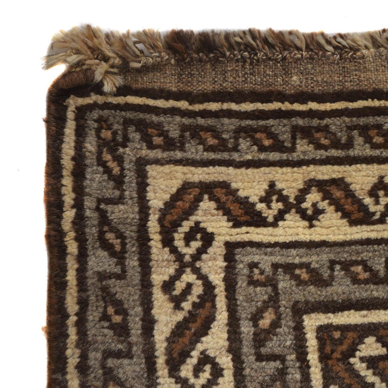 Natural Baluch Area Rug Handmade White Floral 6x9 ft