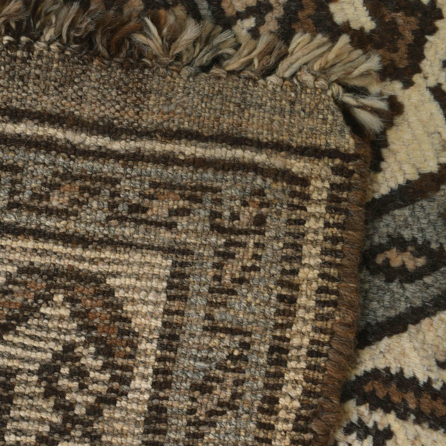 Natural Baluch Area Rug Handmade White Floral 6x9 ft