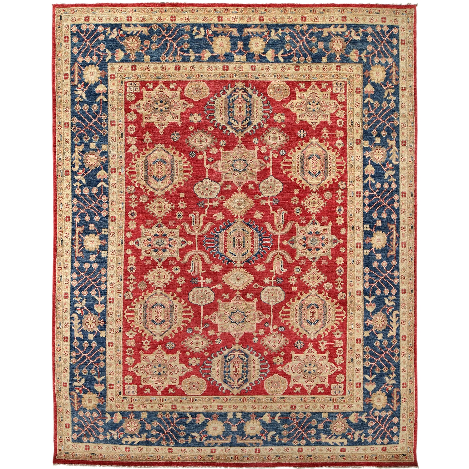 Heriz Area Rug Handmade Red Medallion 5x8 ft