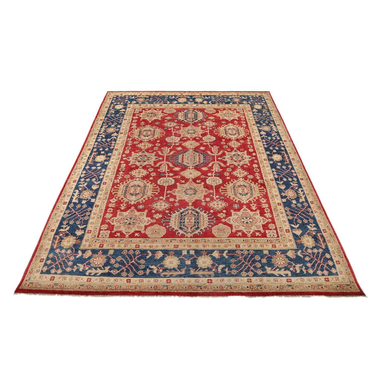 Heriz Area Rug Handmade Red Medallion 5x8 ft