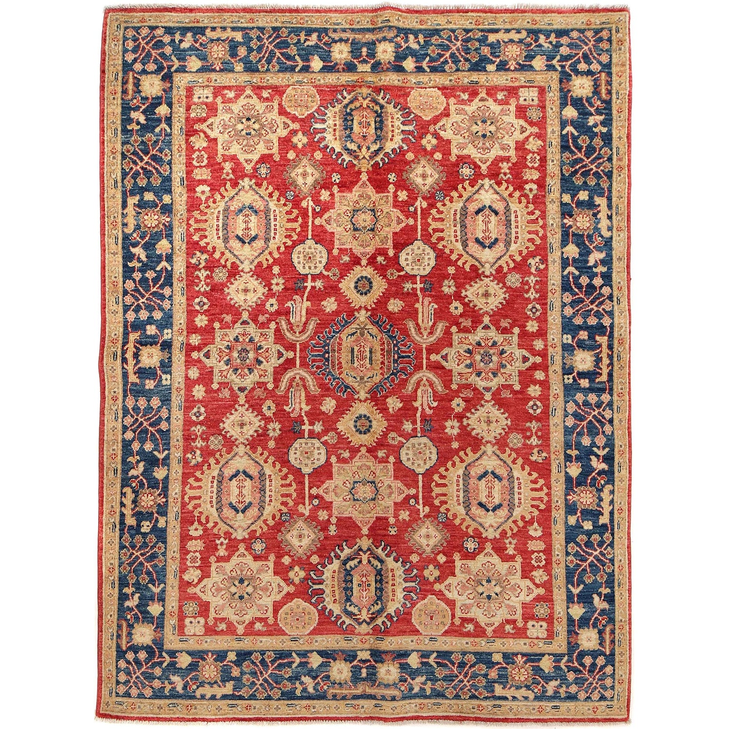 Heriz Area Rug Handmade Red Medallion 4x7 ft