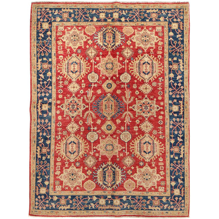 Heriz Area Rug Handmade Red Medallion 4x7 ft
