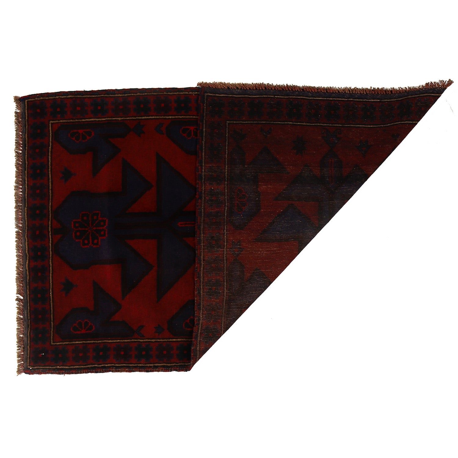 Baluchi Rug Handmade Red Geometric 3x5 ft