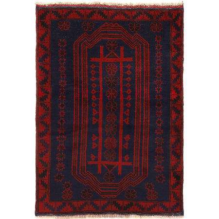 Baluchi Rug Handmade Navy Blue Geometric 2x4 ft
