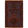 Baluchi Rug Handmade Dark Blue Geometric 3x5 ft