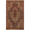 Overdyed Area Rug Handmade Brown Geometric 3x5 ft