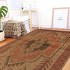 Overdyed Area Rug Handmade Brown Geometric 2x4 ft