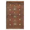 Overdyed Area Rug Handmade Brown Geometric 2x4 ft