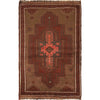 Overdyed Area Rug Handmade Brown Geometric 3x5 ft