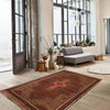 Overdyed Area Rug Handmade Brown Geometric 3x5 ft