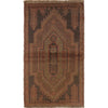 Overdyed Area Rug Handmade Brown Geometric 3x5 ft