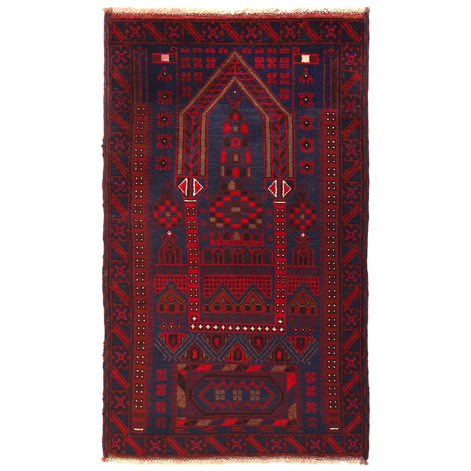 Baluchi Rug Handmade Blue Prayer Design 3x5 ft