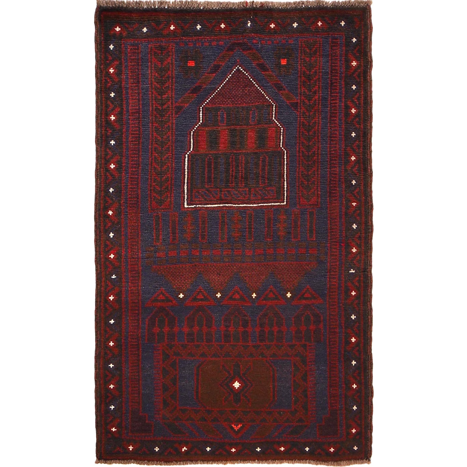 Baluchi Rug Handmade Blue Prayer Design 3x5 ft