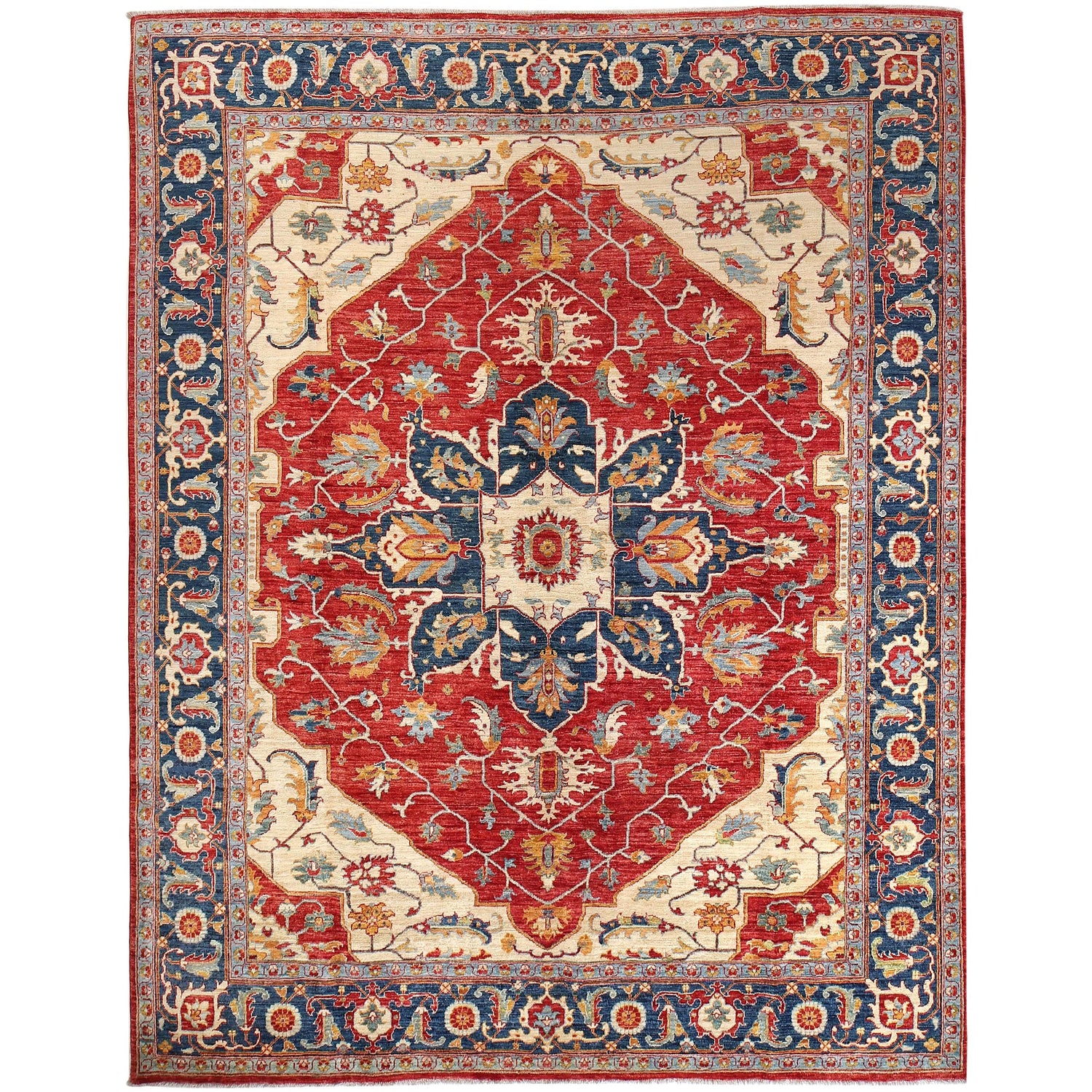 Heriz Area Rug Handmade Multi Medallion 8x10 ft