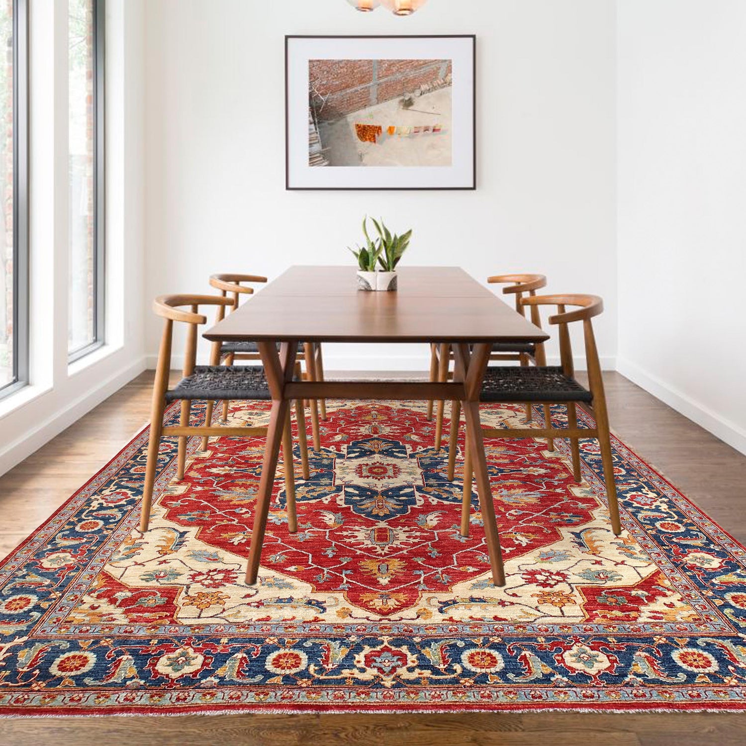 Heriz Area Rug Handmade Multi Medallion 8x10 ft