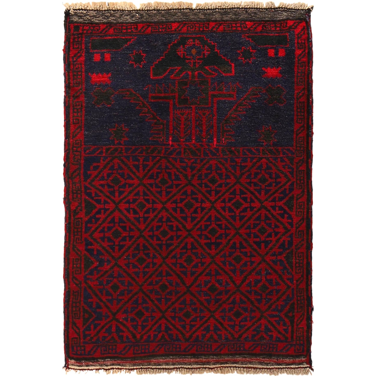 Baluchi Rug Handmade Multi Prayer Design 2x4 ft