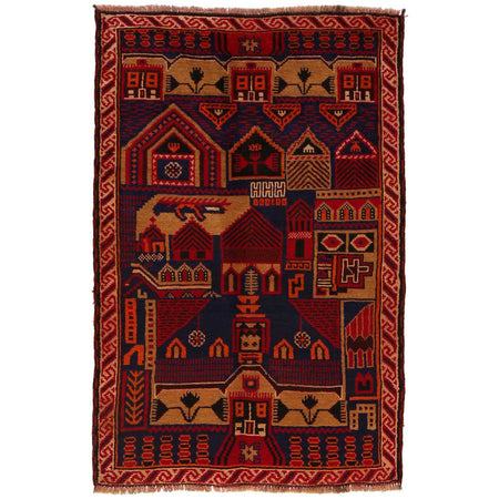 Baluchi Rug Handmade Multi Prayer Design 3x5 ft