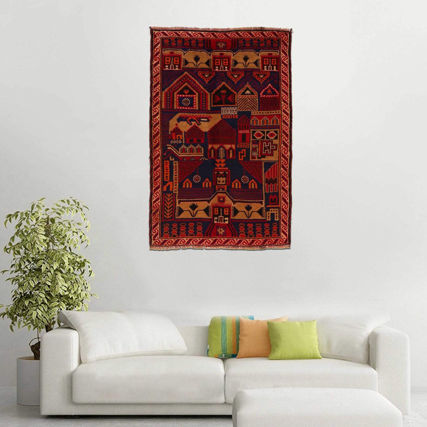 Baluchi Rug Handmade Multi Prayer Design 3x5 ft