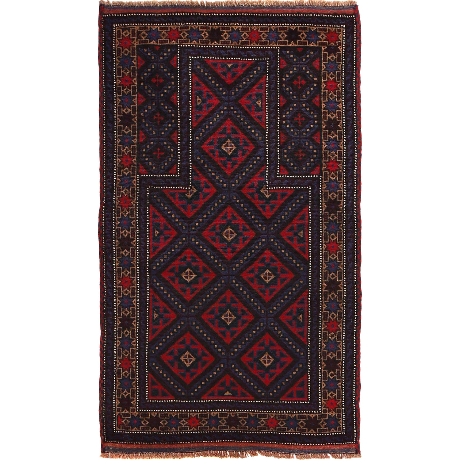 Baluchi Rug Handmade Multi Prayer Design 3x5 ft