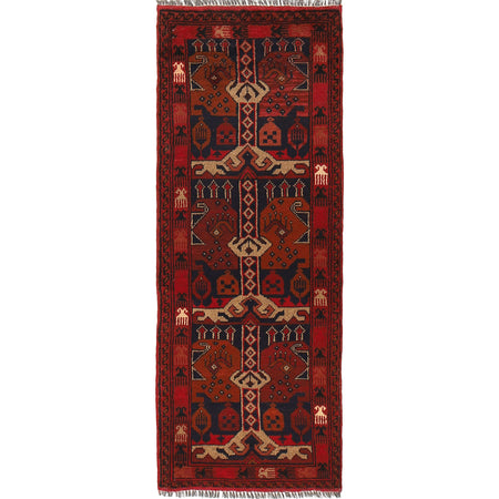 Khal Mohammadi Rug Handmade Red 5' Runner
