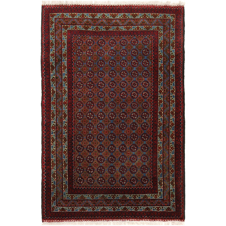 Khoja Roshnai Area Rug Handmade Navy Blue Floral 3x5 ft
