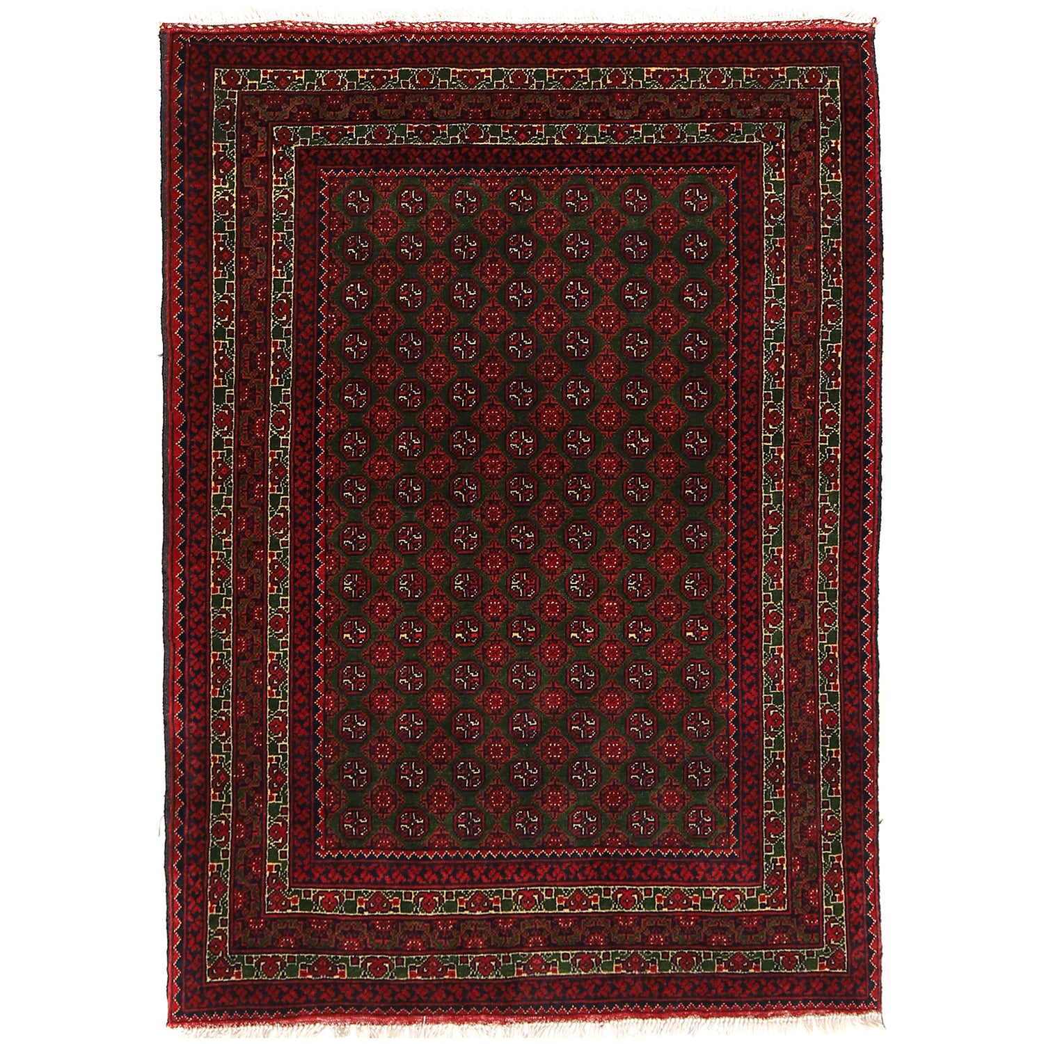 Khoja Roshnai Area Rug Handmade Dark Green Floral 3x5 ft