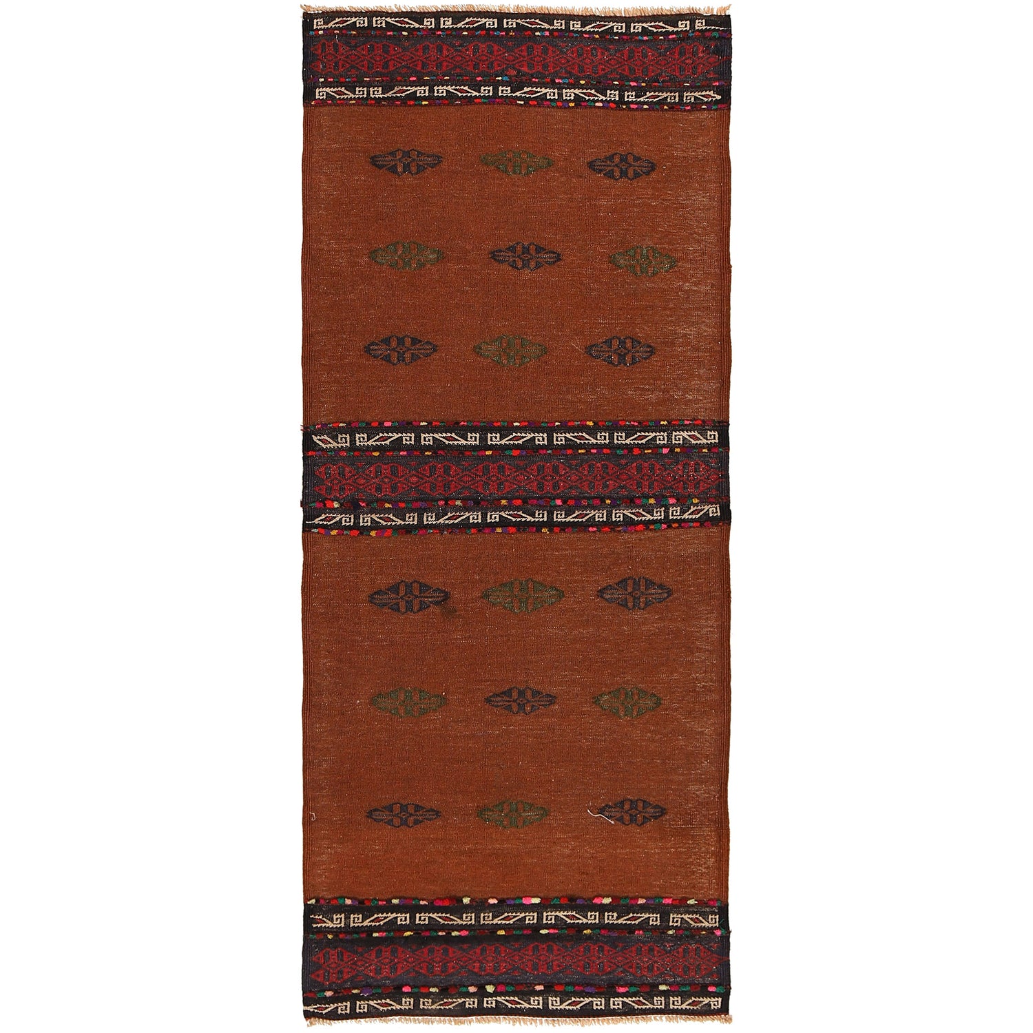 Table Sheet Runner Rug Handmade Brown Curvilinear 6' Runner