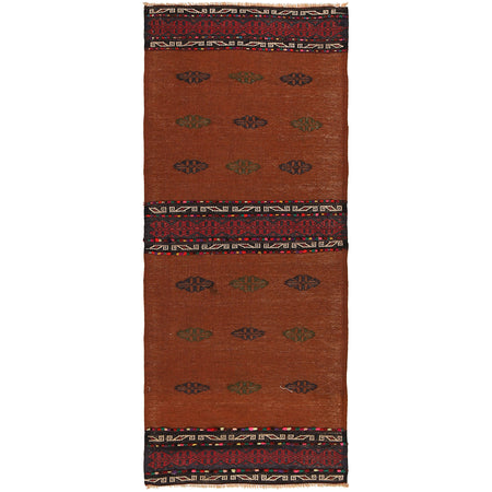 Table Sheet Runner Rug Handmade Brown Curvilinear 6' Runner