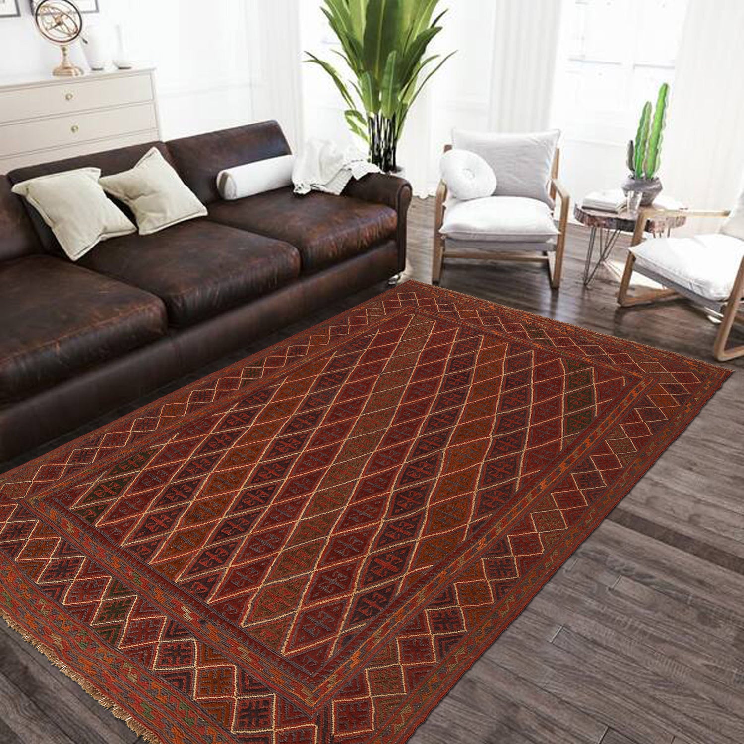Mashwani Runner Rug Handmade Multi Geometric 6x9 ft