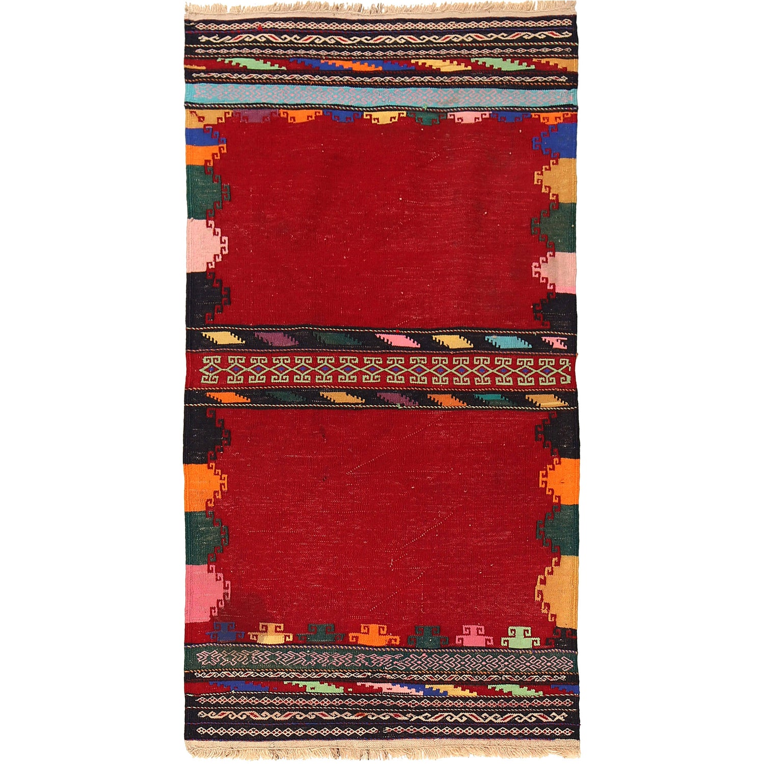 Table Sheet Area Rug Runner Handmade Multi Curvilinear 5'