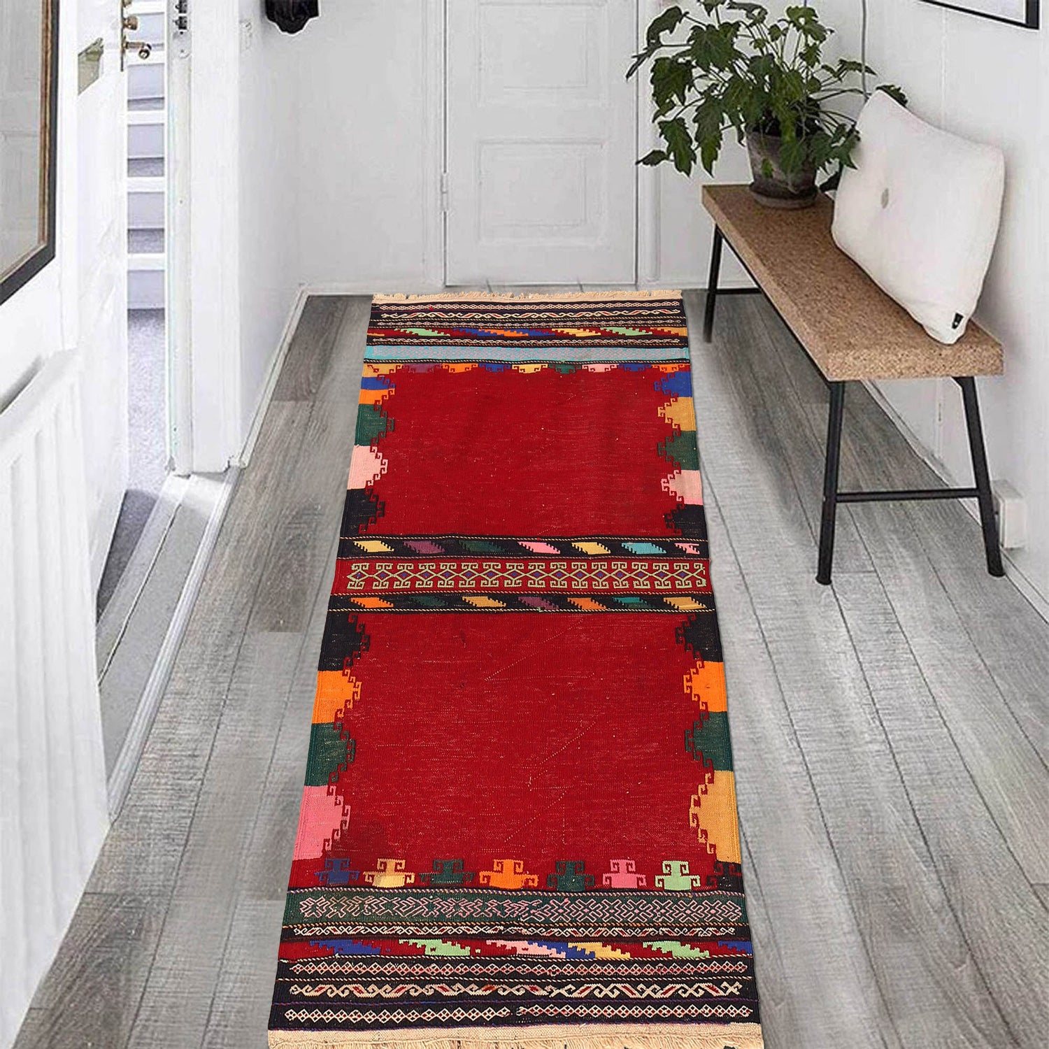Table Sheet Area Rug Runner Handmade Multi Curvilinear 5'