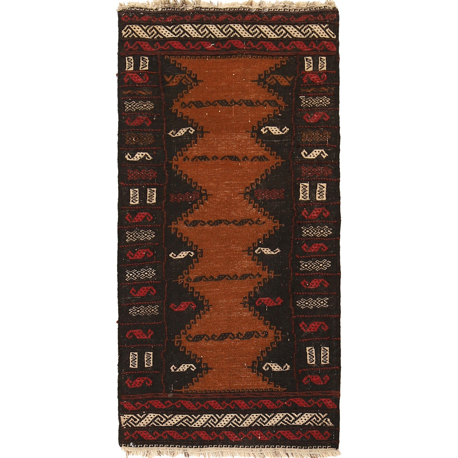 Table Sheet Runner Rug Handmade Brown Curvilinear 4' Runner