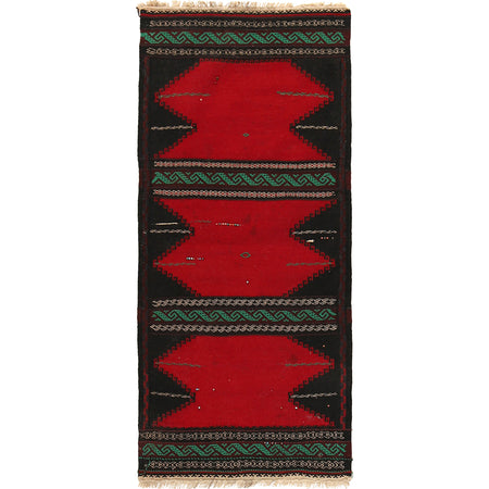 Table Sheet Runner Rug Handmade Red Curvilinear 5' Runner