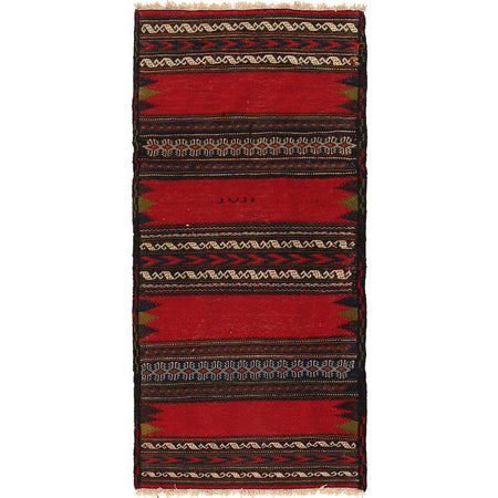 Table Sheet Area Rug Runner Handmade Red Curvilinear 5'