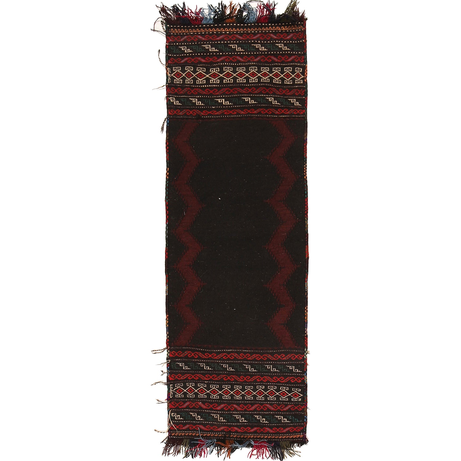 Table Sheet Runner Rug Handmade Black Curvilinear 5' Runner