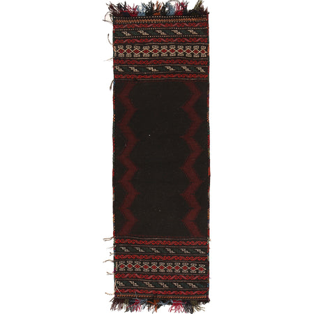 Table Sheet Runner Rug Handmade Black Curvilinear 5' Runner