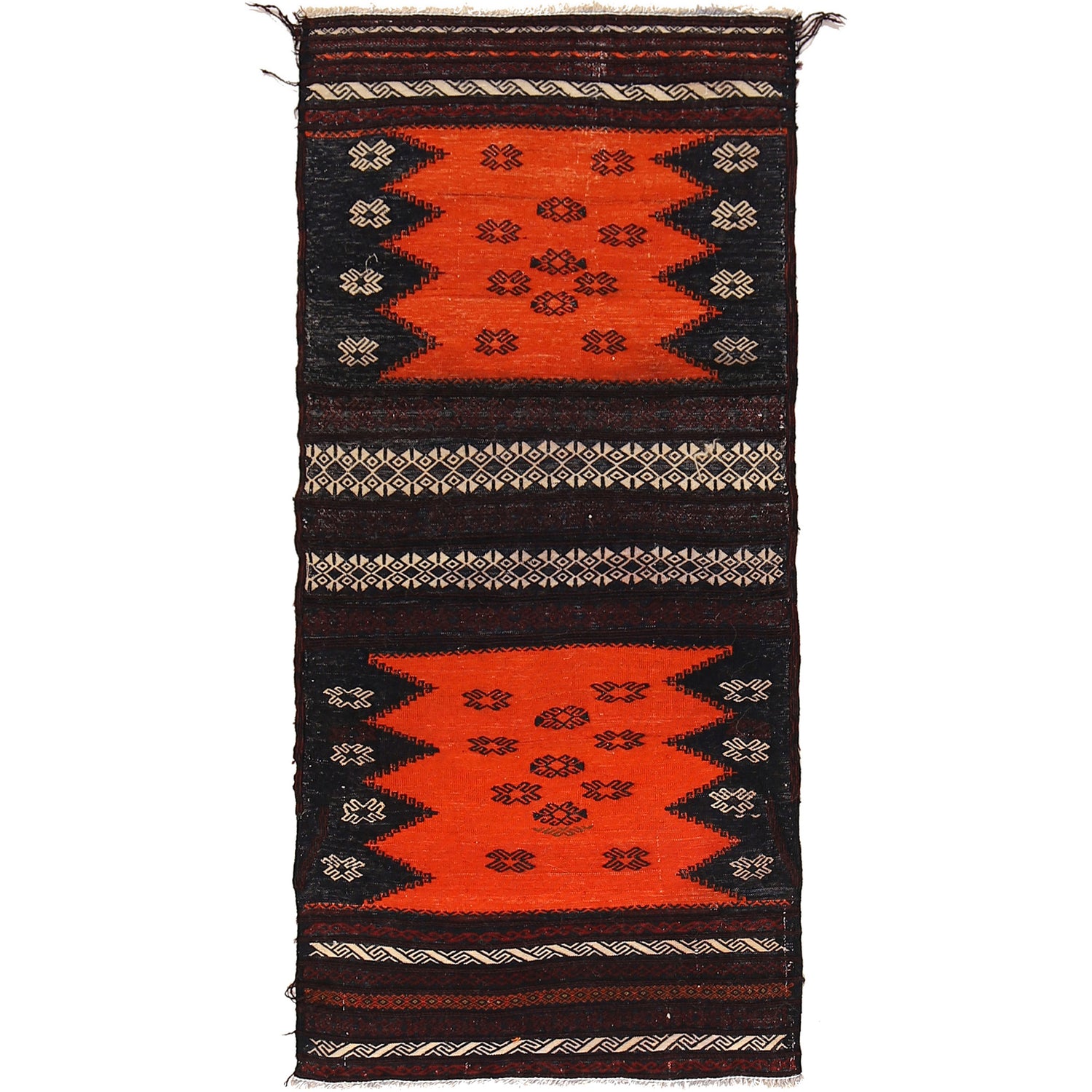 Table Sheet Area Rug Runner Handmade Orange Curvilinear 4'
